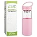Produktbild Justfwater Wasserflasche,Borosilikat Trinkflasche aus Glas mit Silikonhülle and Sieb,450ml