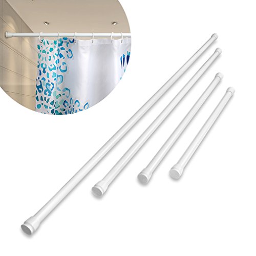 AuraLum® 140-250cm Verstellbare Duschvorhangstange Spannstange aus Aluminium Weiß Teleskop Duschstange Teleskopstange Dusche Stange ohne Bohren (Durchmesser: ca. 2,2cm)