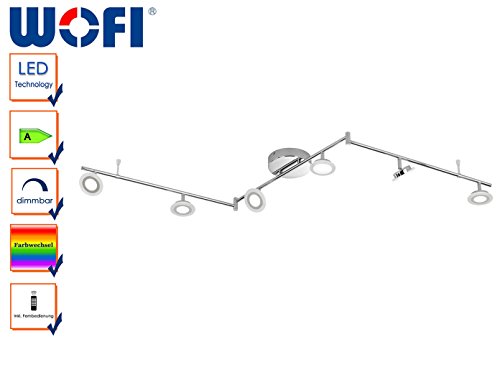 Preisvergleich Produktbild LED Deckenleuchte GEMMA, Chrom, Fernbedienung, Farbwechsel, 6 schwenkbare Spots