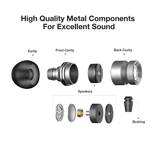 GGMM Nightingale Auricolare In-Ear Stereo con Filo, Premium In-Ear Earphone Stereo Bass Headset Metallico , Cuffia isolamento acustico con Micro e Multifunzione Pulsante, 3.5mm Universale e il cavo 1 2 m per iPhone, Smartphone Android e Lettore MP3