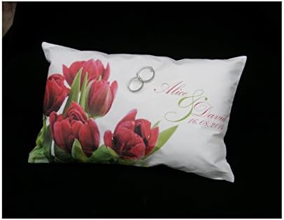 RING CUSHION DUPION - NATURAL SILK - LOGO - TULIPS