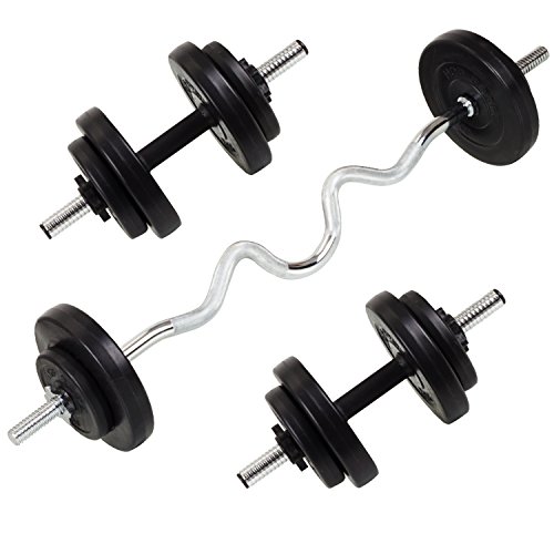 Hop-Sport KUNSTSTOFF Hantelset 35 kg Curl- & Kurzhantelstange