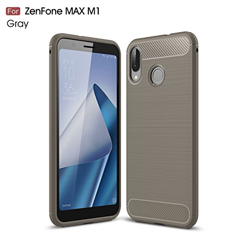 TianTa Asus Zenfone Max (M1) ZB555KL Case Carbon Fiber Case Ultra Slim Cover Light Weight Rubber TPU Phone Case for Asus Zenfone Max (M1) ZB555KL (2018) (5.5") - Gray