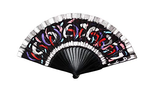 Abanico Tormenta mediano. Abanico español, artesano, pintado a mano por ambos lados. Colección Tormenta. Mediano: 27cm ...