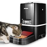 SIYINMM Distributeur Automatique de Nourriture pour Chats et Chiens Animaux de Croquettes Enregistrement Vocal Programmable de LCD Écran 4 Repas/Jour (6.5L,Noir)