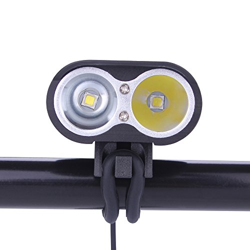 SecurityIng® 1800 Lumen 4 Modi 2X XM-L2 LED Fahrrad Licht Special Design Super Bright Fahrrad-Licht-Lampen LED-Scheinwerfer LED-Scheinwerfer Taschenlampe mit 8.4V 4000mAh Akku & Ladegerät (Black) - 3