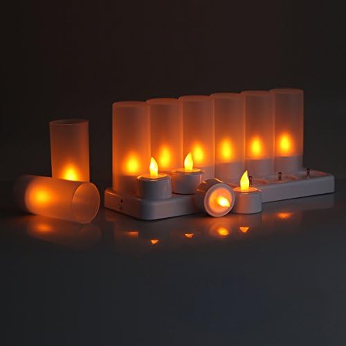 Excelvan LED Candle Lights Set of 12 Rechargeable LED Decoration Flameless Tea Light Frosted Holder