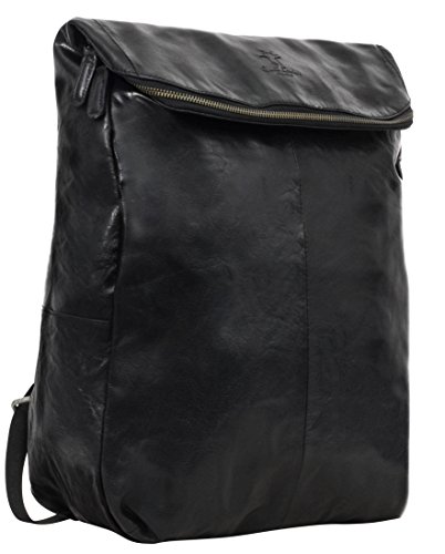 Gusti Leder studio "Neal" Laptoprucksack Rucksack Lederrucksack Laptop-Rucksack 15" Apple MacBook 15 Zoll Klassiker Allrounder Büffelleder Echt Leder Vintage Schwarz 2M52-20-6