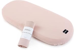 ‎POOFI Poofi Spannbettlaken für Kinderwagen Stubenwagen | Kinderbettlaken | 100% Bio-Baumwolle | Natürliche Weich und Atmungsaktiv Bettlaken | Größe 35x75 cm | Farbe pudre