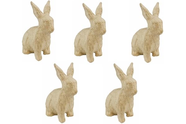 Décopatch AP131Opack - Un lot de 5 supports en papier brun pulpé 7,5x4,5x10,5 cm, Lapin assis
