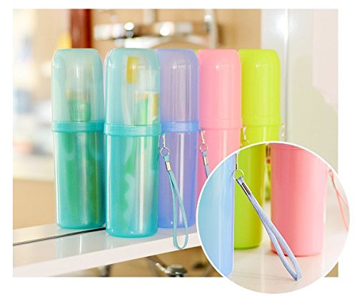dealglad® Portable Utility Zahnbürstenhalter Zahnputzbecher Zahnpasta Cup Badetuch Reise, Zubehör Set, plastik, Clear Green, 20cm*5.5cm(H*Dia.) - 4