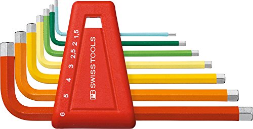 PB SWISS TOOLS Rainbow Key L-Wrench Set PB 210.H-6 RB | 100% Swiss Made | 7-Piece Hex Key Set Color Coded by Size with Precisely Chamfered Edges