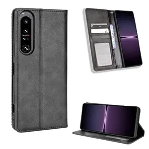 Kukoufey Case for Sony Xperia 1 IV Case Cover,Case for Sony Xperia 1 IV Case Flip Pu Leather Cover Black