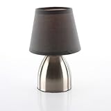 LAMPE DE CHEVET TOUCH PIED METAL ABAT JOUR GRIS