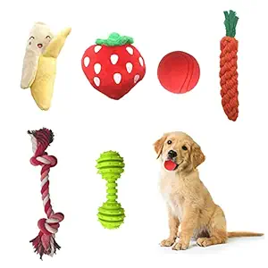 Small Dog Chew Toys Set - SCENEREAL Best Stuffed Cute Plush Rope Puppy Toys for Small Dogs Cats 6 Pcs