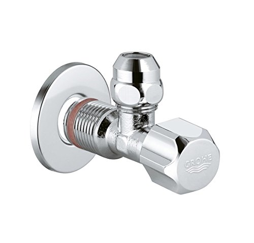 Grohe 22023000 Eckventil, für Einhandmischer mit selbstdichtendem Anschlussgewinde, Wandanschluss 1/2 Zoll mit Schubrosette, Abgang 3/8 Zoll - 2