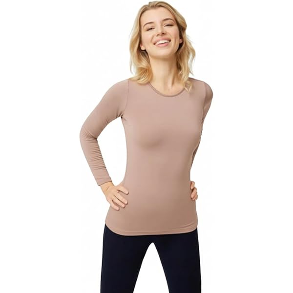 LEYSHE Thermo-shirt met lange mouwen voor dames, warm bovenstuk, lange mouwen, fleece, thermoshirt, winter, ondershirt, abrikoos, XXL LEYSHE Thermo-shirt met lange mouwen voor dames, warm bovenstuk, lange mouwen, fleece, thermoshirt, winter, ondershirt, abrikoos, XXL