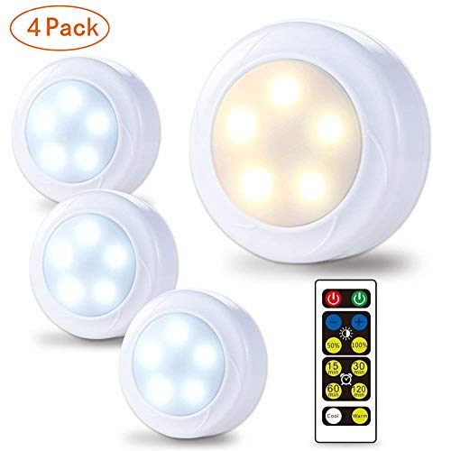 Preisvergleich Produktbild LED Schrankbeleuchtung, Lunsy Unterbauleuchte Schrankleuchte, Nachtlicht, Wandbeleuchtung mit Fernbedienung, dimmbares Unterschrank Beleuchtung, Batterie Schrankleuchten (4er)