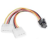 pci express 6 pin molex adapter 17,5cm langes Adapterkabel 6-poliger PCIe Grafikkarten Steckers zu zwei klassischen 4-poligen IDE Molex Netzteil-Anschlüssen