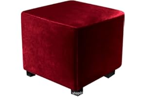 AQIGR Hockerbezug Quadratisch 40x40/50x50/60x60 Samt Ottoman Bezug Ottomane Schonbezug Hocker Hussen für Fußhocker Stretch Ottomane Abdeckung Hocker Protector Hockerabdeckung (Color : #12, Size : L)