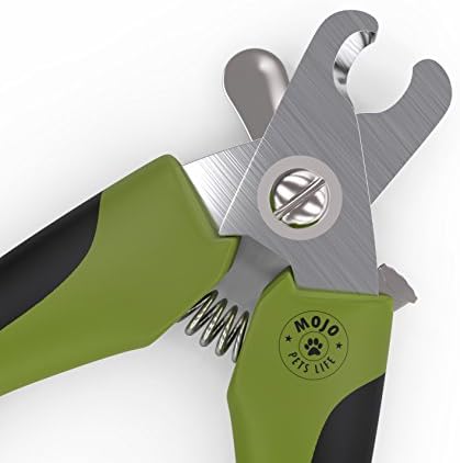 MoJo's Small Dog Nail Clippers and Trimmers - Best for Smaller Size Dogs and Cats with Safety Guard - Prevents Overcutting - Professional Razor Sharp Stainless Steel - Non Slip Ergonomic Handles