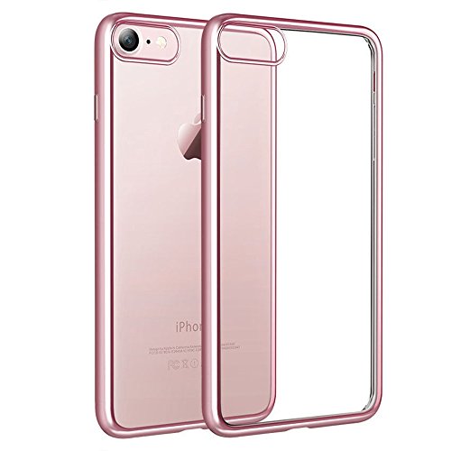 Funda iPhone 8 HanLuckyStars iPhone 7 Funda Carcasa Gel con Ultra Fina   Shock-Absorci  n   Anti-Ara  azos  Garant  a de por vida  para iPhone 7 2016  iPhone 8 2017  Rosa