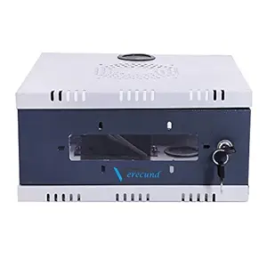 Verecund CCTV Rack, DVR Rack, NVR Rack Wall Mount with Lock Network Rack with 2 Power Socket Plug - Transparent Glass Door - Metal Cabinet Box (1U - Size :- 300 X 300 X 150 MM)