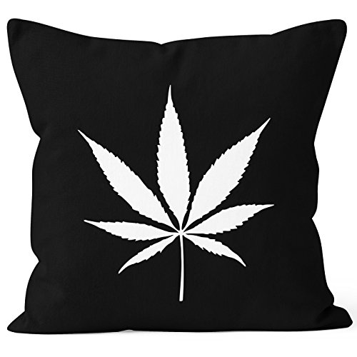Kissenbezug 40x40 Dope Weed Hanf Blatt Marijuana Leaf Kissen-Hülle Deko-Kissen Baumwolle Moonworks® schwarz 40cm x 40cm