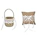 Produktbild fenical Set von 15,2 x 15,2 cm Jute Jute Spitze Blumenkorb Ring der Kissen Rustikal Land Hochzeitsgastgeschenke