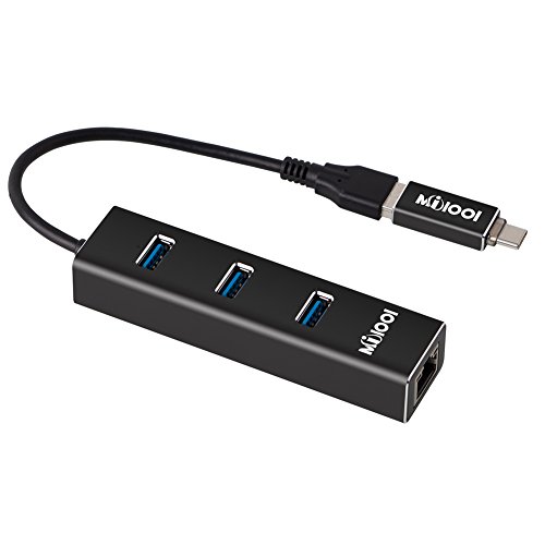 Milool Hubs USB con RJ45 con 3 Puertos + Hubs USB 3.0 + Conector Multiple RJ45 Gigabit Ethernet +Adaptador USB Red 3.0 + USB a Type-C 2 en 1 Compatible con más Dispositivos de USB o Tipo-C