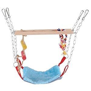 GLOGLOW Loro Escalera Flexible, Colorido Mascotas Aves Escalada Juguete Colgante Paso Loro Escalera Columpio Puente Jaula de pájaros Accesorios Decorativos(Azul)