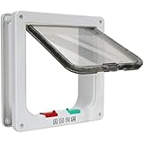 LIANG Katzenklappe mit 4 Verschluss-Optionen, Groß, Weiß