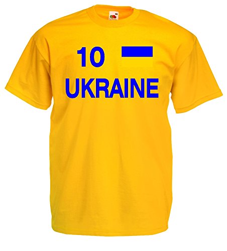 world-of-shirt Herren T-Shirt Ukraine EM 2016 Trikot Nr 10 S-XXXL|gelb-S