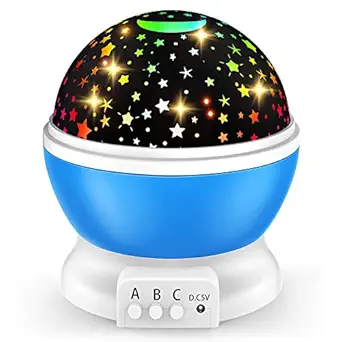 Toys for 2-12 Year Old Boys: DEVRNEZ Moon Star Projector Night Light with 8 Colors Lights Change for 3-10 Age Kids Birthday Gifts Stars NightLight Projector for Children Bedroom (Blueness)