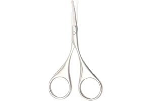 HUIBOHOU Premium Nose Hair Scissors Stainless Steel Curved Safety Blades with Rounded Tip for Trimming Small Details Facial Hair, Ear Hair, Eyebrow (1, Silver)