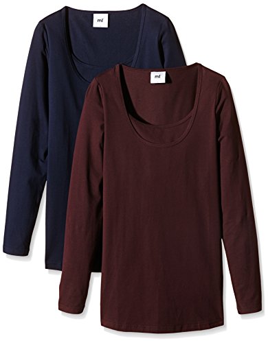 Mamalicious Women's Sofia Nell Nursing Basic 2 Pack Long Sleeve Maternity Top, Black Iris, Size 10 (Manufacturer Size:Medium)