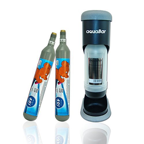 aquabar Anthrazit + 2x CO² Zylinder + ummantelte Glasflasche wie Soda Wasser Stream Maxx - 2