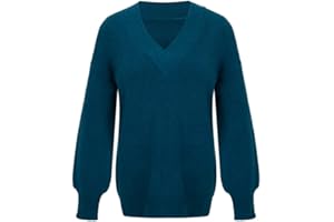 SKHLS Maglione Donna con Scollo a V a Maniche Lunghe Basic Pullover S-XXL