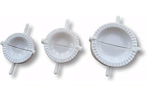 SHOPMCR Set of 3 Dumpling Marker Plastic Dough Press Wrapper Cutter Molds, Tools Pastry Pie Dumpling (White-Colored)
