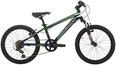 Mountain Bike Cycles Cinzia Devil Children's, Aluminium frame, Fork, Shimano Suspension Forks, Two Sizes Available, Nero Opaco / Verde, Ruota da 20" (taglia 28 e cambio a 6 velocità)