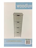 Woodluv 4-Drawer Floor Standing Bathroom Storage Cabinet Unit, White (Kitchen &amp; Home)