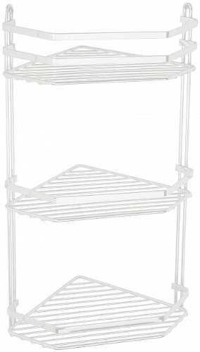 Preisvergleich Produktbild Satina Eckregal für die Dusche, mit drei Ebenen, Weiß