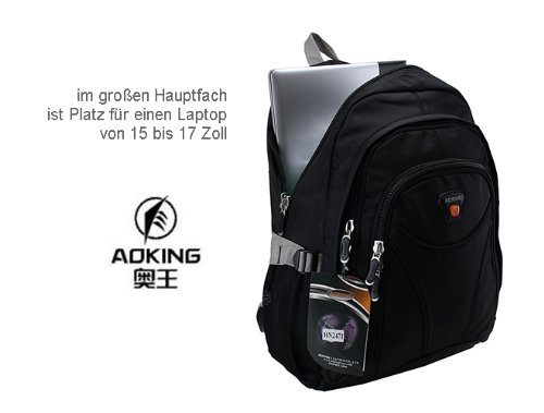 Laptop Rucksack Schulrucksack bis A4 Wanderrucksack Freizeitrucksack Outdoor schwarz - 3