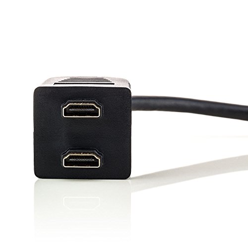 Saxonia HDMI Y-Kabel Verbindungsstecker 720p bis 1080p Full HD HDTV 3D | 1x HDMI-Stecker auf 2x HDMI 19 Pin Buchse für PC/Computer und Grafikkarten, schwarz-gold - 2