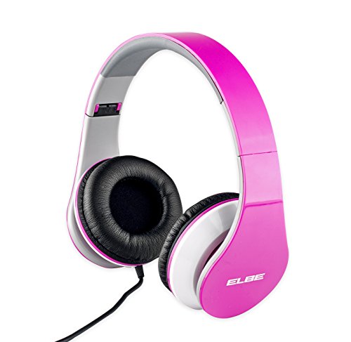 Elbe AU-545-PK - Auriculares de diadema con cable, plegables, color rosa