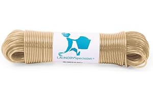 LAUNDRYSPECIALIST Linka do prania 50 metrów ze stalowym rdzeniem - Made in Holandia - odporna na warunki atmosferyczne i bardzo długa - antypoślizgowa linka do bielizny do domu i na kemping - bardzo mocna