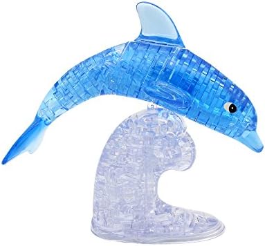 Gift Ideas! Cube Crystal Puzzle, 3D Jigsaw Puzzle - Shape The Dolphin, Blue