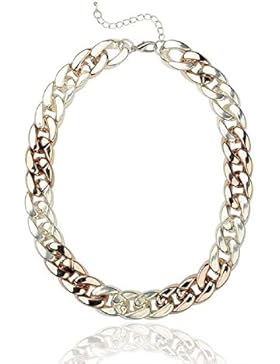 SiAura Material ® - 1x Halskette Statementkette Panzerkette, Rosegold Silberfarben, Länge 43 cm