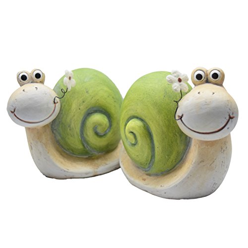 Gartendeko Schnecke Set witzige ausgefallene Gartendekoration bunte Garten-Figur für Vorgarten Hauseingang oder Beet (2er Set)