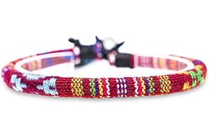 Made by Nami Surfer Bracelet pour hommes et femmes - boho hippie - accessoires de plage et de festival - fabriqués à la main - 100% coton écologique, imperméable et ajustable (Rose) (Rouge)